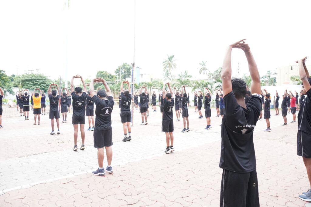 streching exercise at Manasa Defence Academy